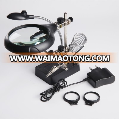 16129-C Third Hand Desktop Magnifier with 5 LED Light for computer boards/ jewelry/ arts crafts