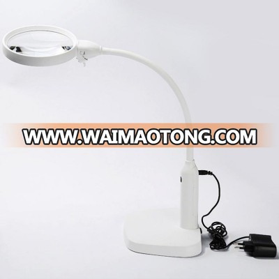 Bench clamp multi-function 120 mm lens with 6 LED reading lighting a magnifying glass